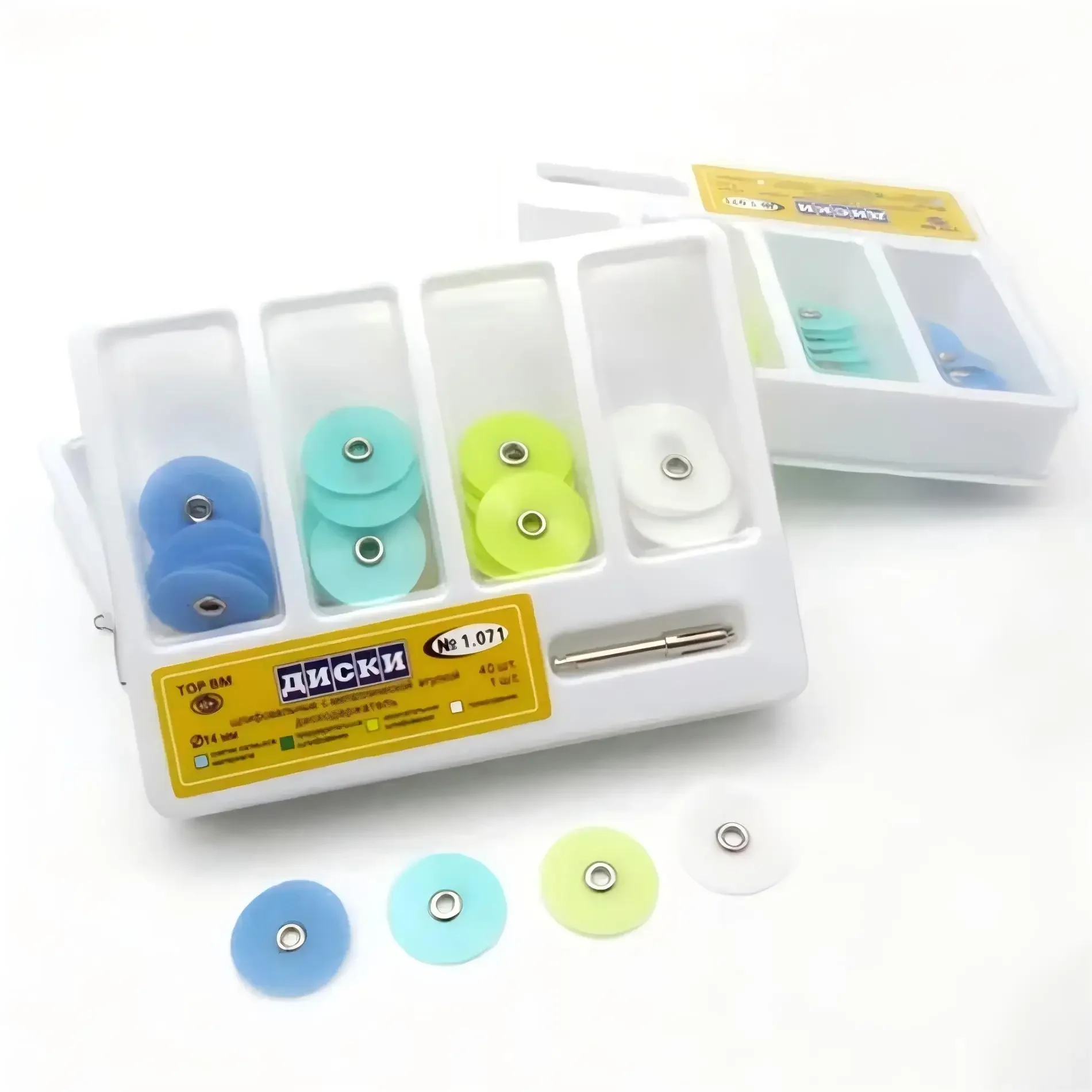 Die gleiche Denta 1.071 Polierscheibe, 40 Gummi-Polierbleche zum Zahnaufhellen, jede Box, Denta-Verbrauchsmaterialien