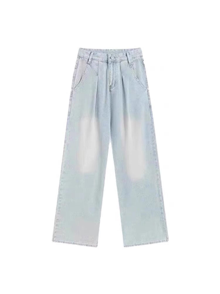 Calças Jeans de  de Cintura Alta com Pernas Retas para Mulheres, Finas, de Seda Gelada, Soltas, Crimento até o Chão,...