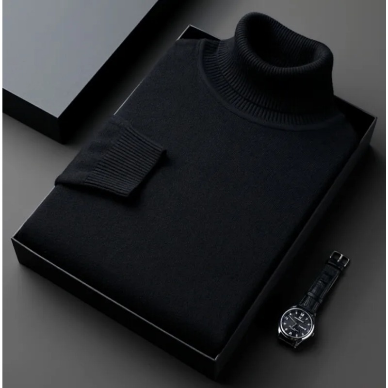 Sweatwear Uomo Anti-pilling Maglione dolcevita lavorato a maglia di alta qualità Slim Fit Pullover a maniche lunghe Tinta unita Tendenza Abbigliamento uomo