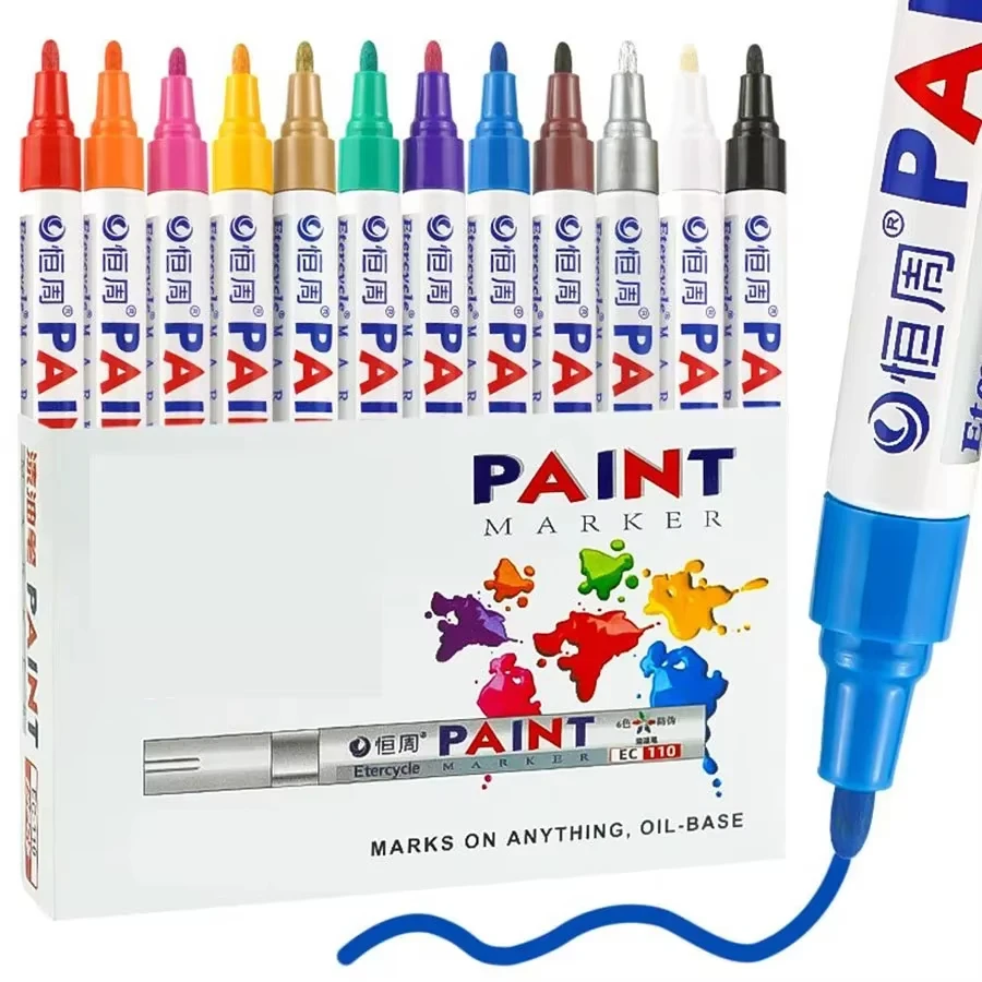 2 Stuks gekleurde Permanente Verf Pen Kleurrijke Banda Marcadores Borracha Autoband Loopvlak Marcadores Pennen Sneldrogend Waterdicht voo