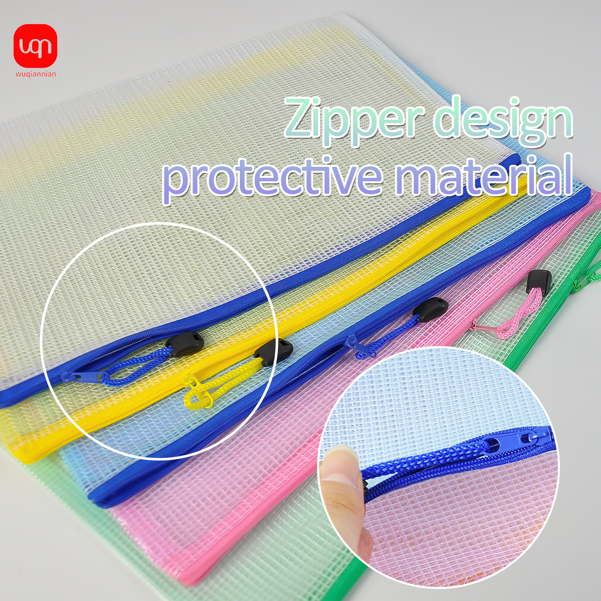 WQN-10PCS A4 Documententas Mesh Ritszak Rits Ontwerp Map Opbergtas School & Kantoor Schrijven Briefpapier