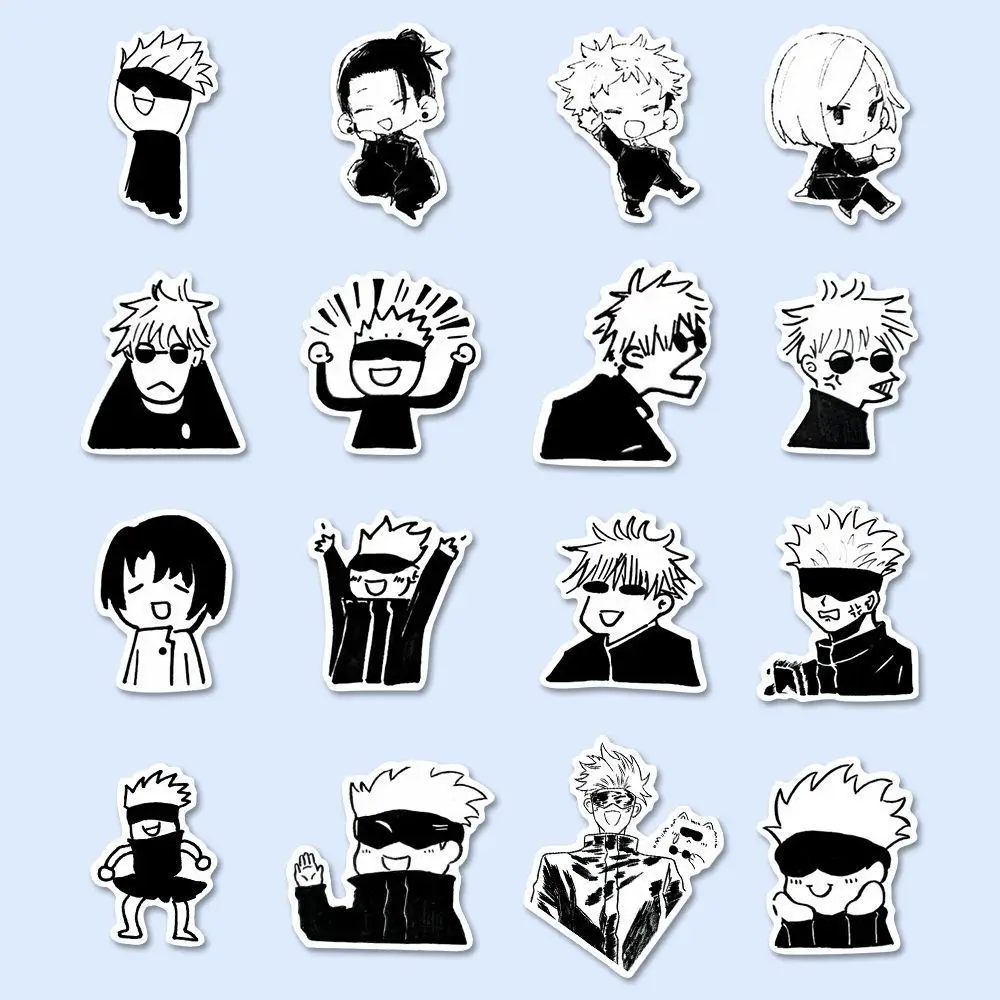 JJK อะนิเมะสติกเกอร์ Gojo Satoru และ Suguru สติกเกอร์ Zhou Shu Hui Zhan สีดําสีขาวมังงะสไตล์น่ารักแล็ปท็อปเคสโทรศัพท์น่ารักตกแต่ง