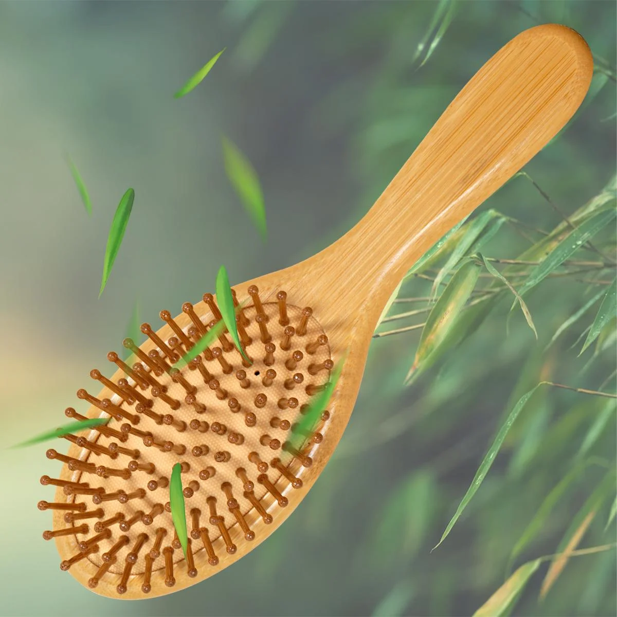 Brosse à cheveux en bambou (coussin de Massage en bois naturel), démêlant à dents larges pour cheveux épais, soins du cuir chevelu pour femmes et hommes, 1 pièce