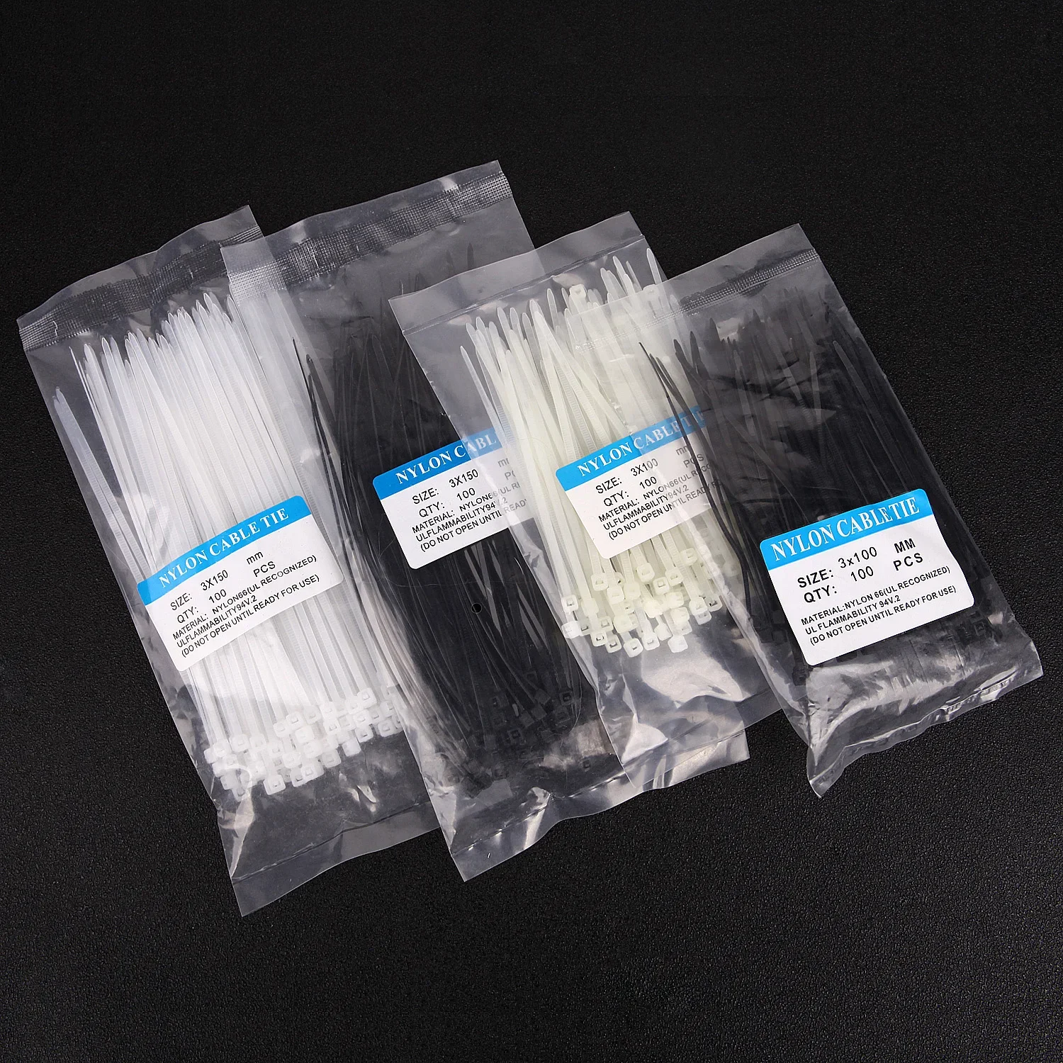 500/100 Pz All'ingrosso Fascette per cavi in nylon di plastica Cinghie per cavi autobloccanti Cavi regolabili Anello di fissaggio Home Office Fascetta per cavi