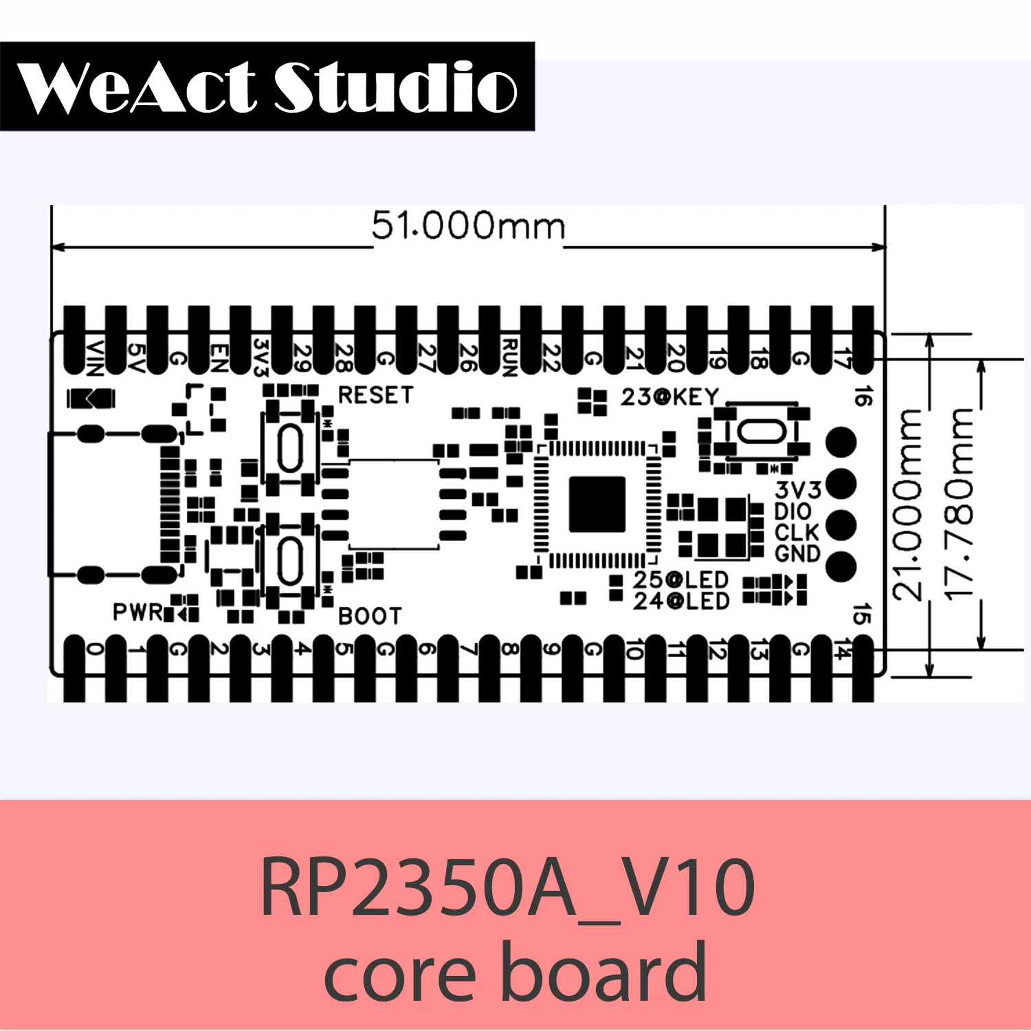 WeAct RP2350A_V10 todo pin out Raspberry Pi RP2350 RISC-V Hazard3 520KByte SRAM 4/16MByte QSPI Flas