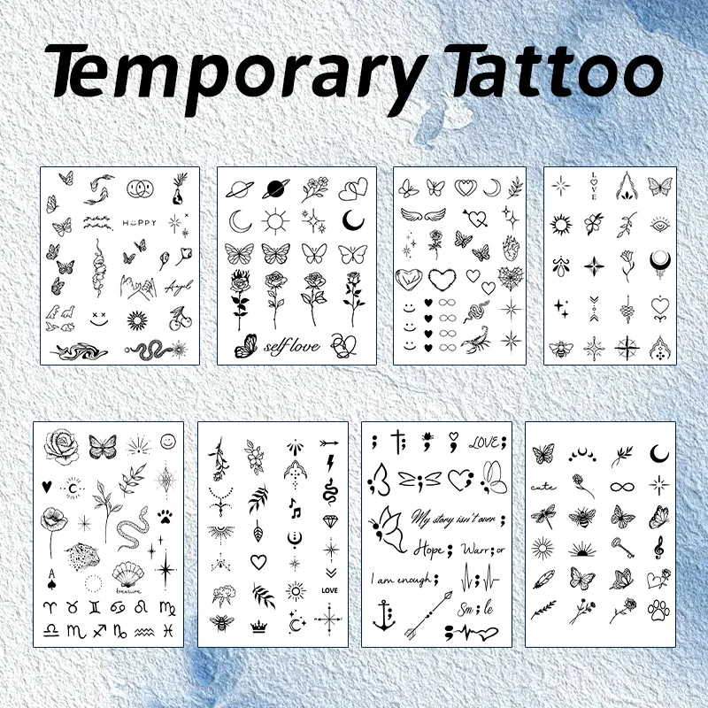 Wasserfeste temporäre Tattoo-Aufkleber mit kleinem Muster, langlebig, wasserfest für ein bis zwei Wochen, Finger-Tattoos für Frauen.