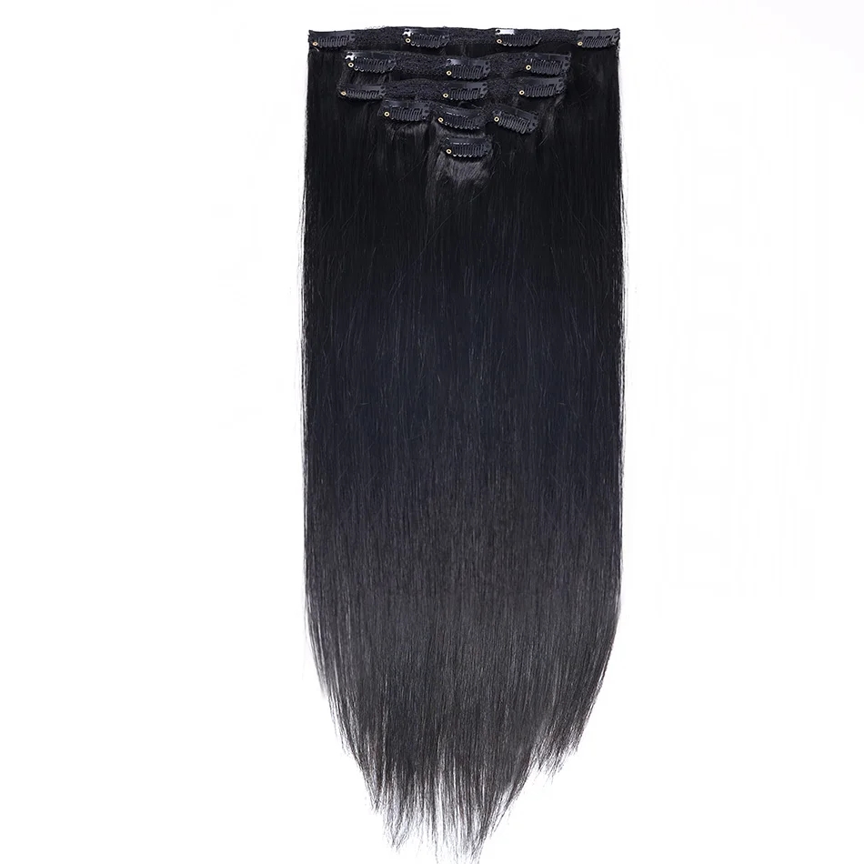 Bhf clipe em extensões de cabelo humano em linha reta remy cabelo natural preto claro marrom mel ombre extensões de cabelo com clipes 70g