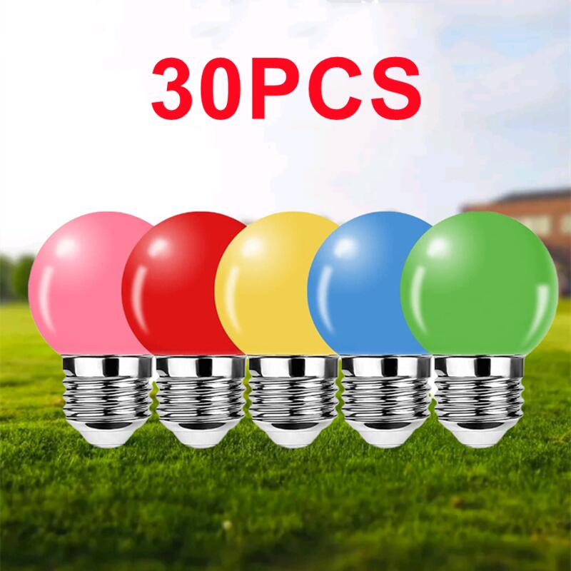 30PCS 5W LED Màu Bóng Đèn AC220V Ánh Sáng Màu Đỏ Màu Xanh Lá Cây Màu Xanh Màu Vàng Ấm Áp Orange Màu Hồng Tím Giáng Sinh Trang Trí Thanh tiết Kiệm Năng Lượng Đèn