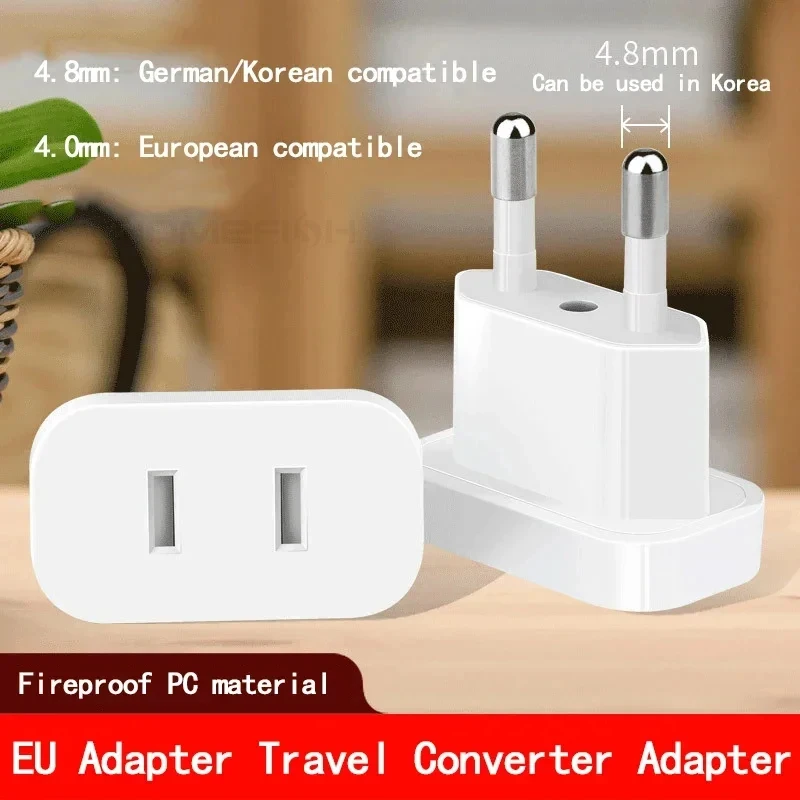 1 Stück 4,8 mm Netzstecker-Adapter US zu EU Euro Europa Stecker Netzstecker Konverter Reiseadapter Stromkonverter Steckdose