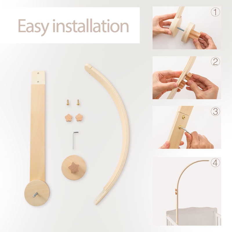 Cloche de lit en bois en forme d'oiseau pour bébé, support mobile, hochets, cintre à jouets, lit mobile CPull, support de jouet, bras, cadeaux