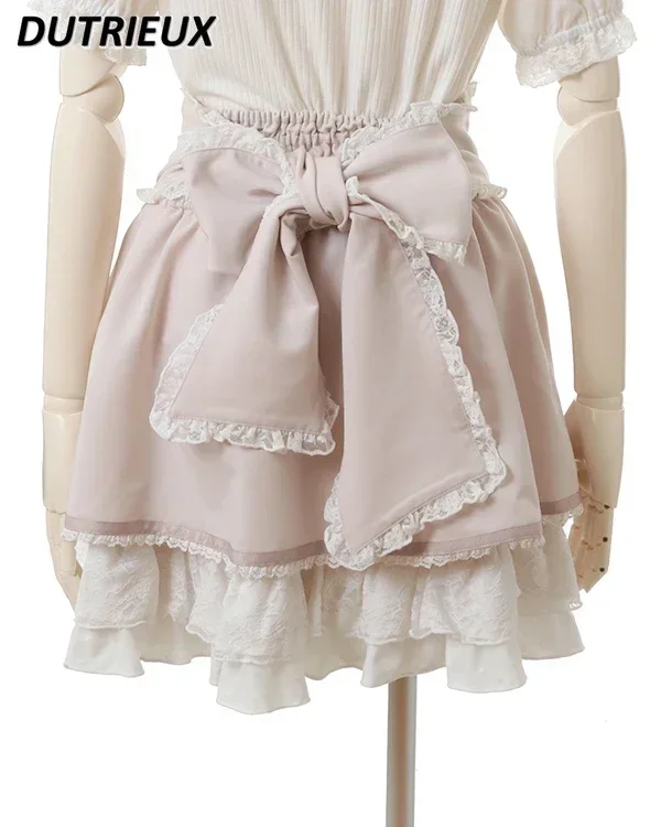 ญี่ปุ่นสูงเอว SLIM-Fit น่ารักหวาน Lolita กระโปรงผู้หญิง Multi-Layer ลูกไม้กระโปรงเค้กฤดูร้อนใหม่จีบกระโปรง