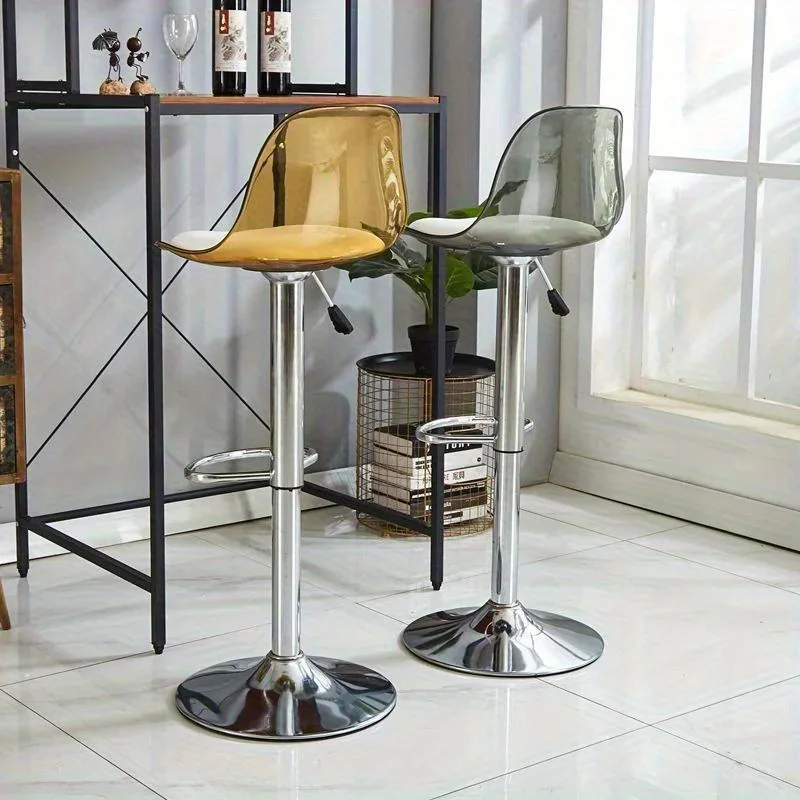 Cadeira de bar moderna ajustável, cadeira de bar giratória acrílica de couro pu, cadeira de escritório para casa, cozinha, sala de estar, bar, clube