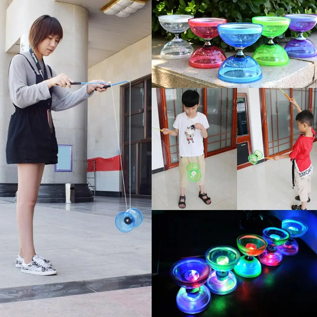 Triple rodamiento Diabolo LED enciende juguetes chinos Yoyo para niños