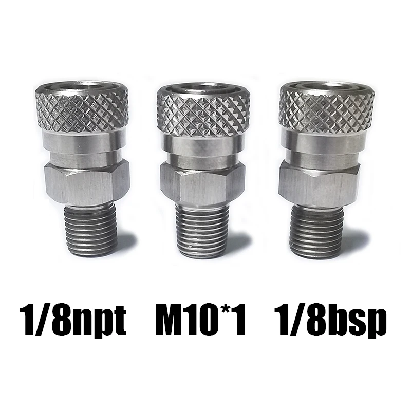 HPA Không Thép Không Gỉ 8Mm Nữ Nhanh Chóng Ngắt Sạc Adapter Cao 1/8BSPP 1/8NPT m10 * 1