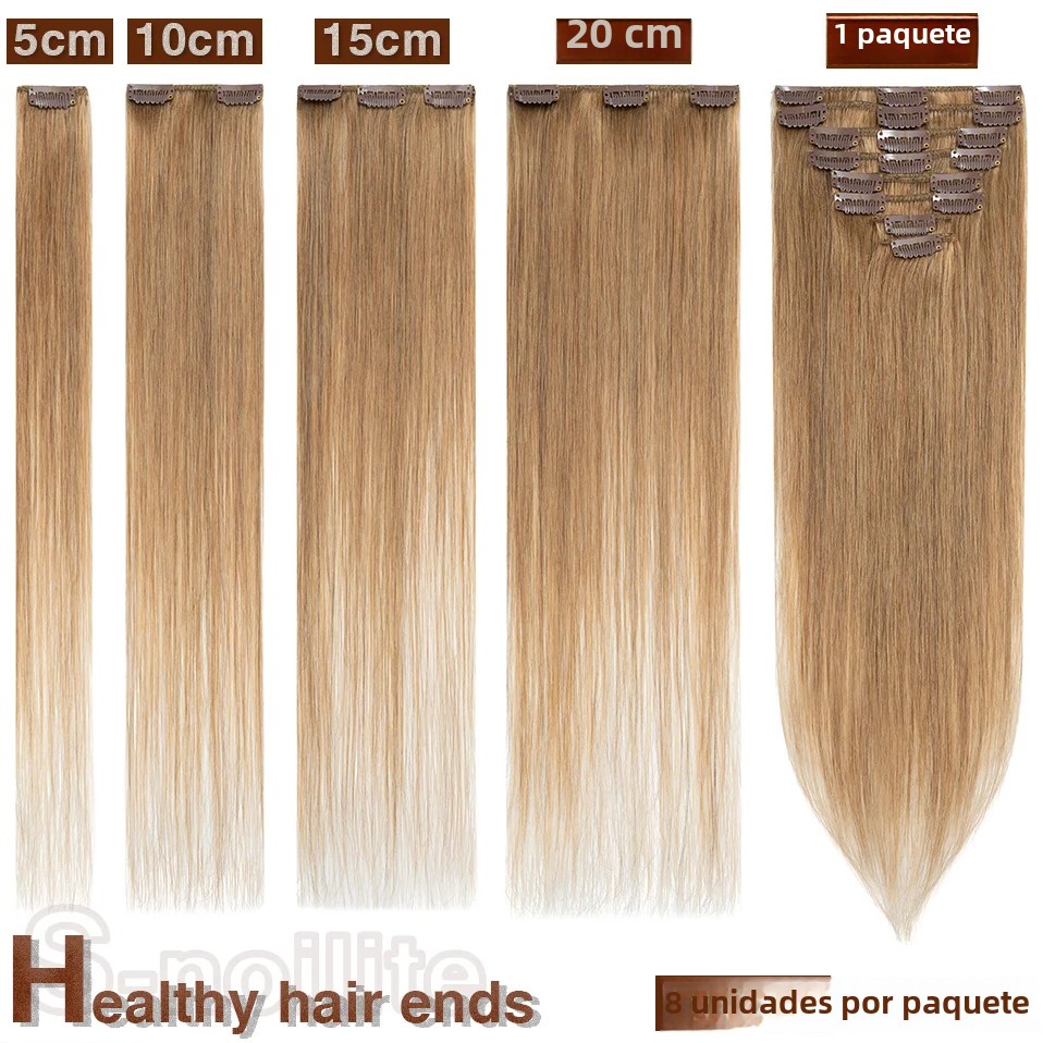 Extensiones de cabello Natural S-noilite, 50-80g, cabello humano liso fino, 8 "-24", 8 unidades/juego, Clip de cabeza completa en Clip de cabello Natural