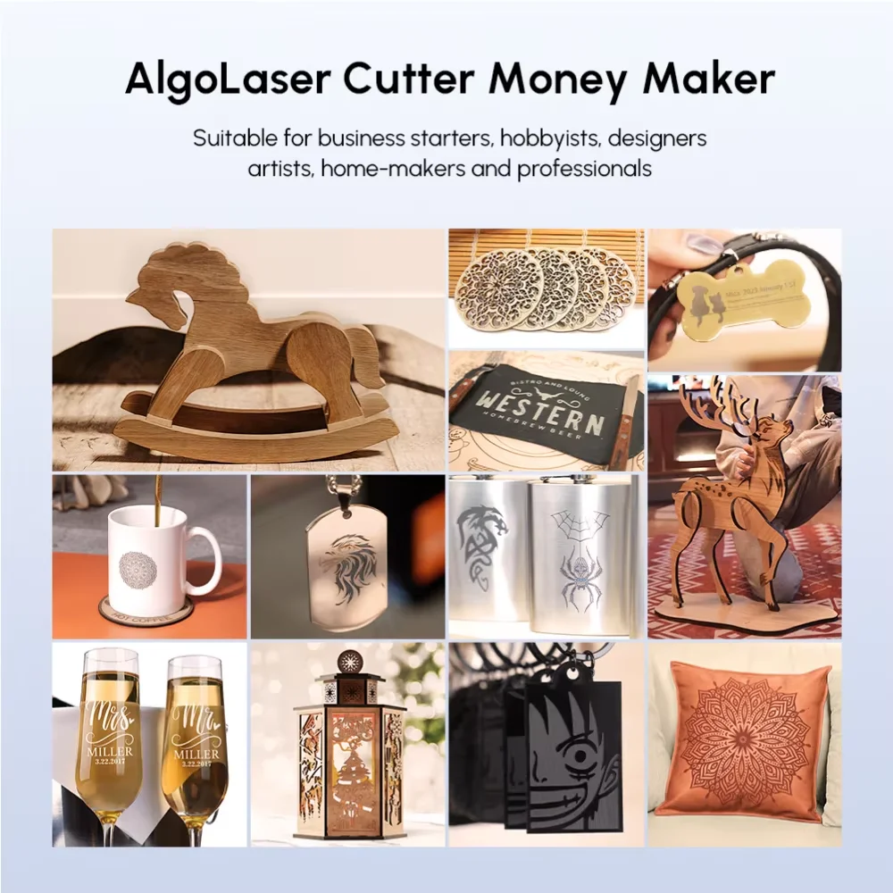 AlgoLaser Alpha MK2 20W เครื่องตัดเลเซอร์ Air Assist ปั๊ม 400 มิลลิเมตร/วินาที CNC โลหะแกะสลักไม้ Lase แกะสลักเครื่อง