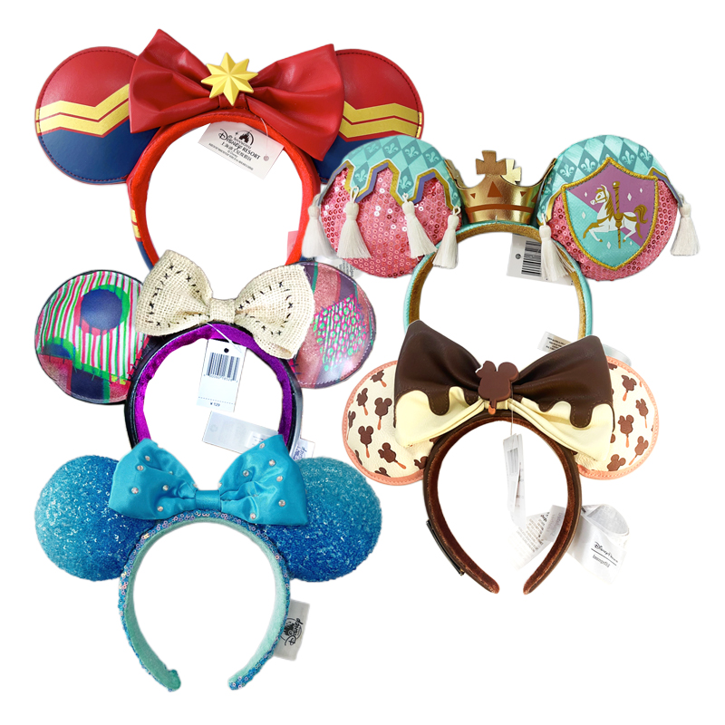 การ์ตูน Minnie Mouse หูแถบคาดศีรษะเจ้าหญิงเงือกใหญ่เลื่อม Bows หูเครื่องแต่งกายคอสเพลย์ตุ๊กตาผู้ใหญ่/เด็กแถบคาดศีรษะของขวัญ
