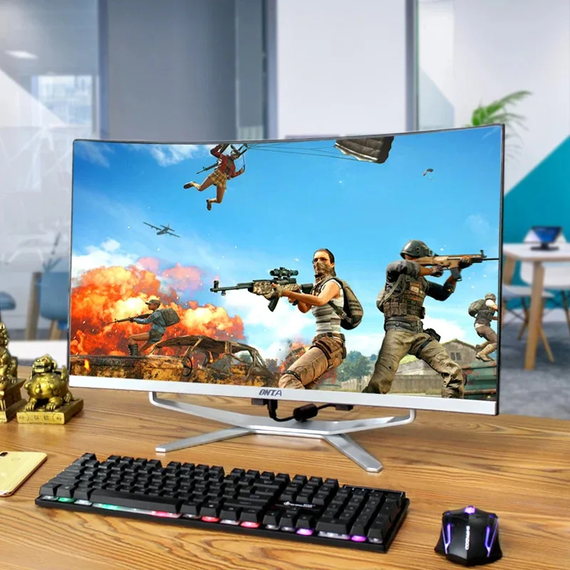 OEM/producción personalizada pantalla curva ordenador todo en uno 23,8 27 juego de 32 pulgadas tarjeta gráfica independiente PC de escritorio todo en uno