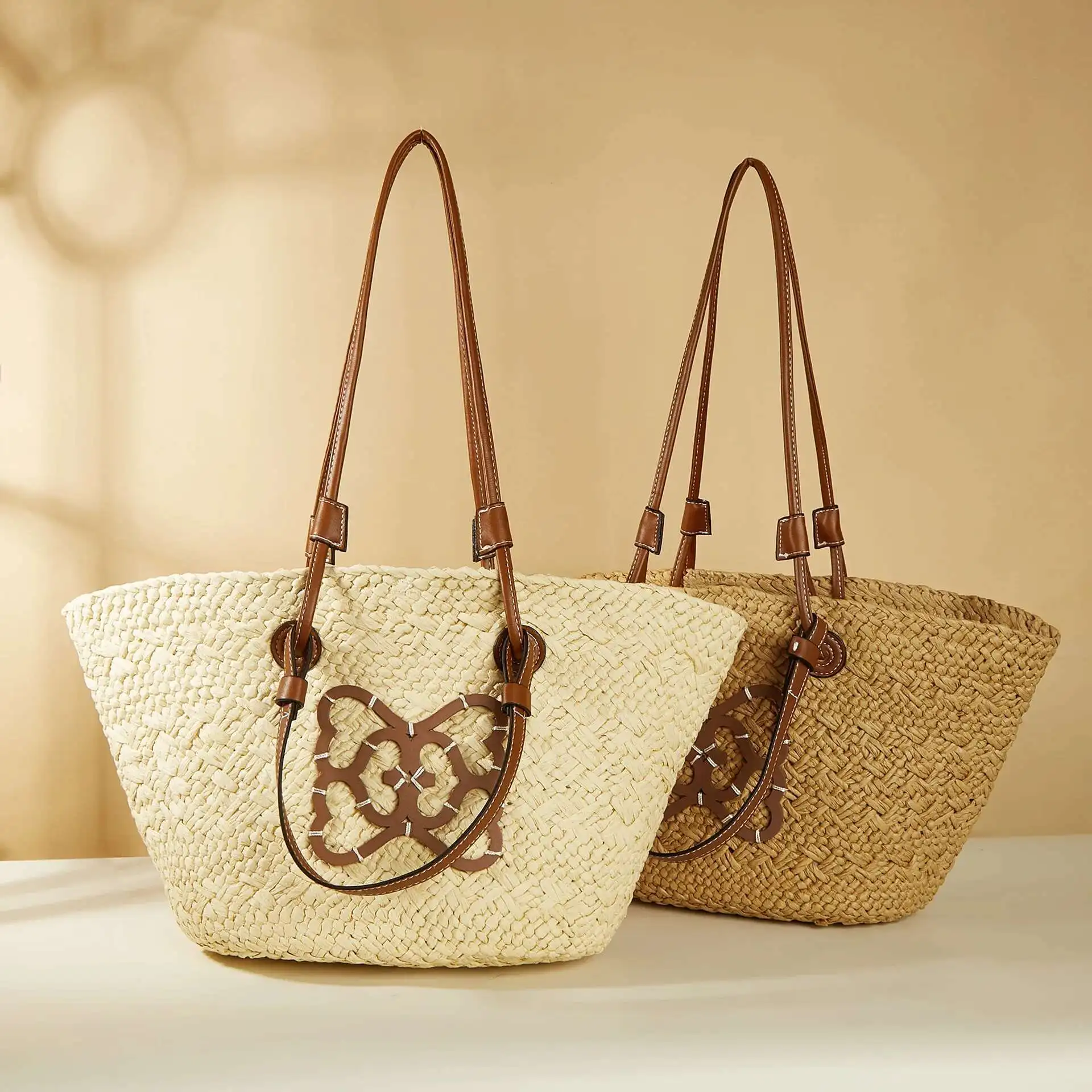 Design Striped Shoulder Bags 2024 Summer Women Beach Straw Bag Large Capacity Casual Totes Female Eco Friendly Handbags