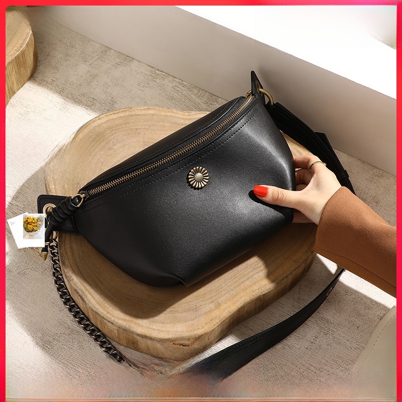 ファッショナブルな Viney 本革クロスボディバッグ女性のスタイリッシュな多用途夏秋冬ウエストバッグチェーン要素ソフト