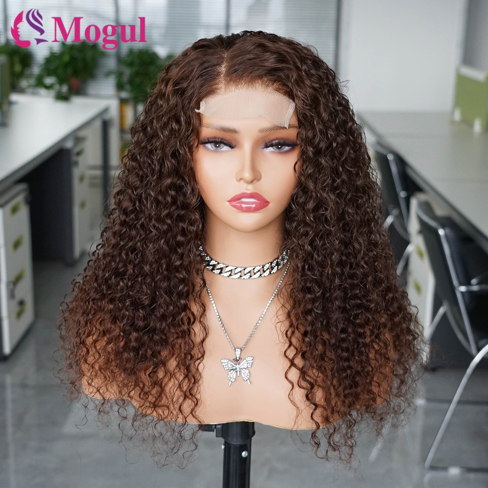 女性のためのブラジルのレミーヘアウィッグ、レースフロントウィッグ、チョコレートブラウン、ジャーリー、事前に摘み取られた人間の髪の毛、180% 、13x4、4x4レースクロージャー