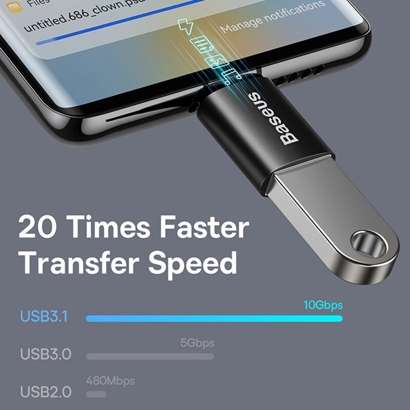 Baseus usb otgデータ転送アダプタータイプcメス-usbオスコンバーター急速充電アダプターラップトップ用macbookサムスン