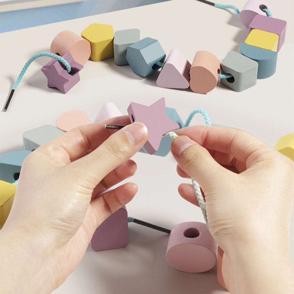Kids Montessori Wooden Toys Color Shape Matching Puzzle Game Colorful Beaded Color Cognition Educational Toys Gift For Children