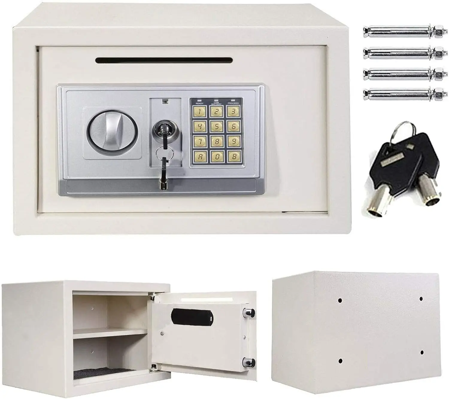 Tresor für Zuhause, Büro, Hotel, digitaler Code-Safe mit 2 Notschlüsseln, abschließbar, Sicherheit, Geld, Bargeld, Dokumenten-Safe, Aufbewahrung, 16 l