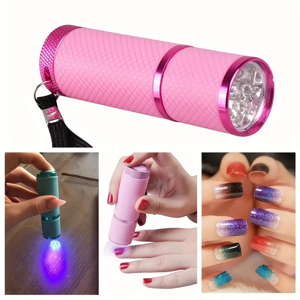 เครื่องเป่าเล็บ MINI 9 ไฟ LED ไฟฉาย UV โคมไฟสําหรับเจลแบบพกพาเล็บเล็บเครื่องมือศิลปะมือถือแห้งเร็ว