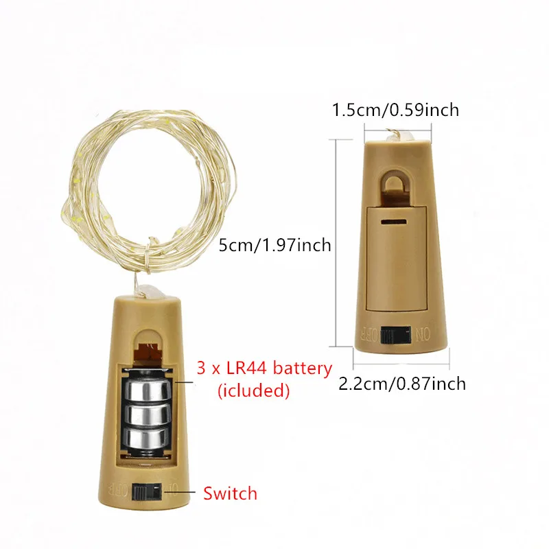 10 sztuk LED butelka wina korkowe łańcuchy świetlne Garland butelka wina bajkowe oświetlenie świąteczne świąteczne dekoracje drut miedziany łańcuch świetlny