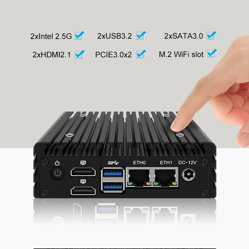Topton P5 12th Gen Micro Firewall Computer Intel i3 N355 N305 N150 N100 DDR5 2xi226-V 2.5G LAN Fanless Mini PC Proxmox Server