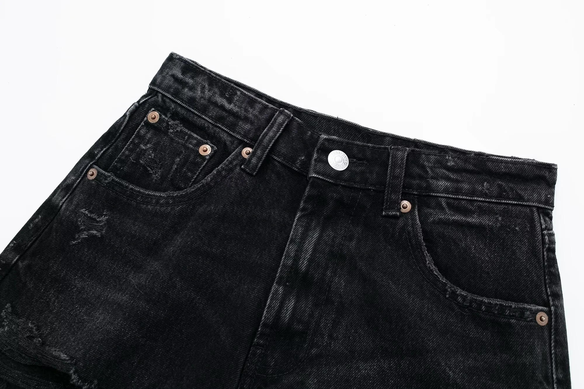 Шорты женские джинсовые с завышенной талией, синие/черные