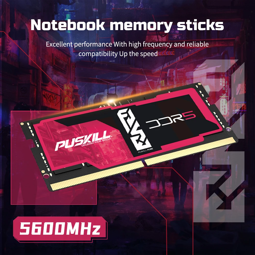 PUSKILL Memoria Ram DDR5 Notebook 32GB 16GB 8GB 5600MHz 5200MHz 4800MHz 262-PIN 1,1V PC5 SODIMM Laptop Speicher