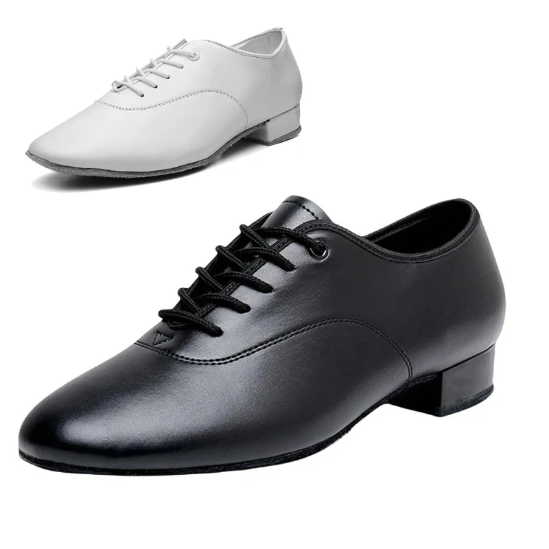 Profesjonalne buty do tańca latynoskiego mężczyźni czarny biały niski obcas wysokość 2.5cm nowoczesne buty do tańca towarzyskiego Tango standardowe buty/buty do salsy jazzowej