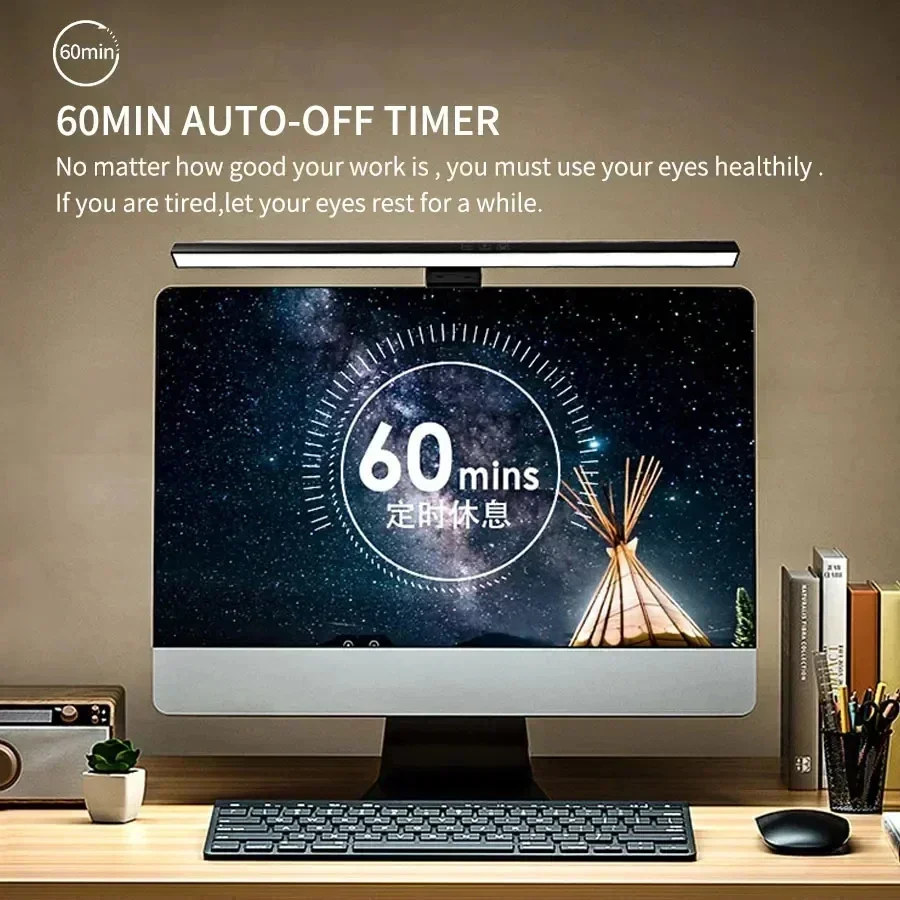 LED-Computer-PC-Monitor Bildschirm Licht leiste Augen pflege Schreibtisch lampe 33cm 50cm stufenloses Dimmen Lesen USB-betriebene hängende Tisch lampe