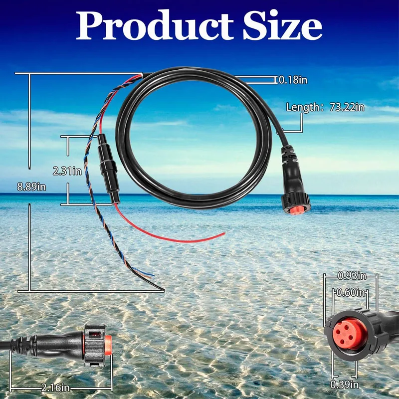 #010-00000-00 Strom-/Datenkabel mit Gewinde 4-polig passend für Garmin-Wandler Echomap Chirp/Plus/UHD, GPSMAP & für Panoptix