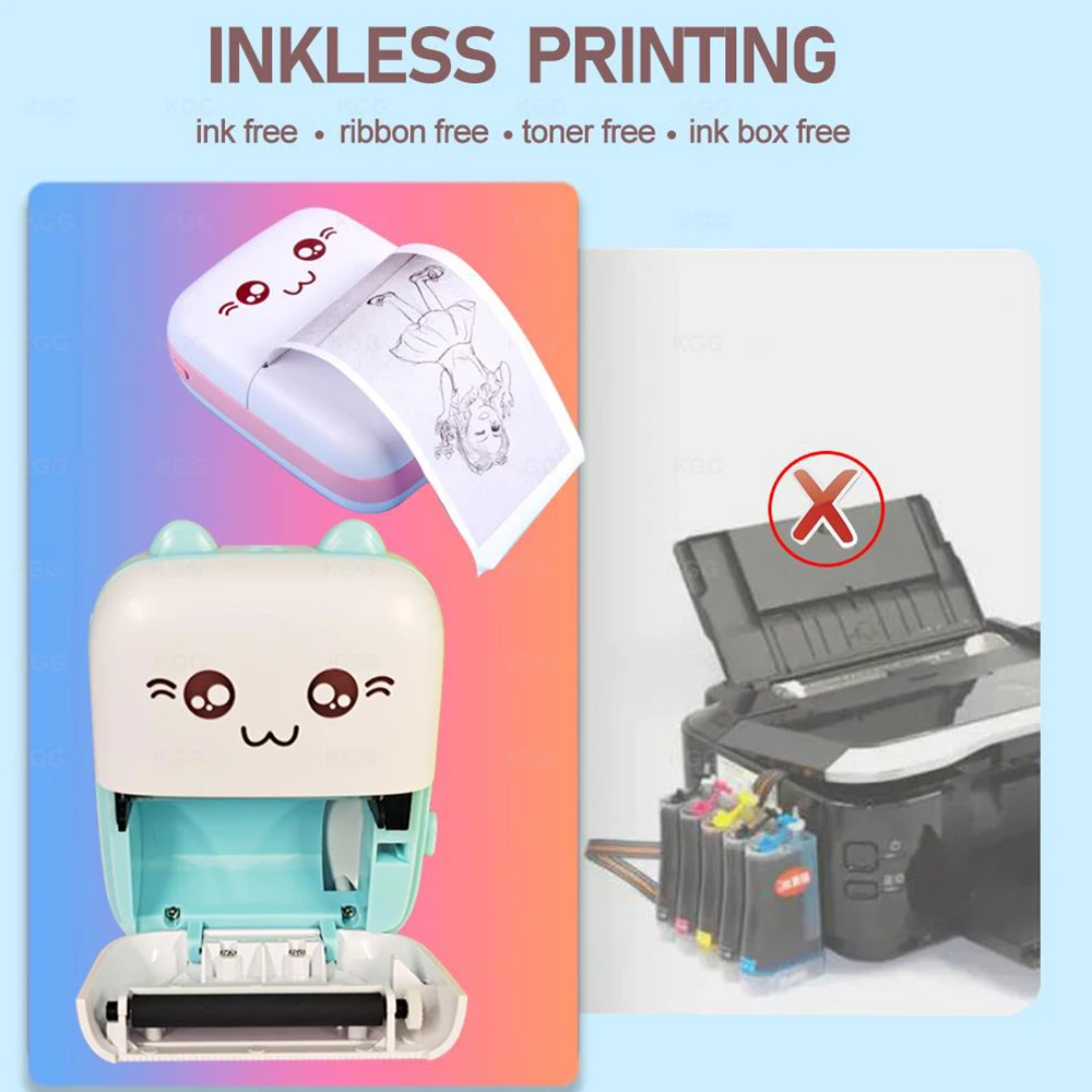 Miniprinter Draagbare draadloze Bluetooth-sticker Label Fotomemo Thermische print Studie Leren printer Kinderen Jongens Meisjes Geschenken