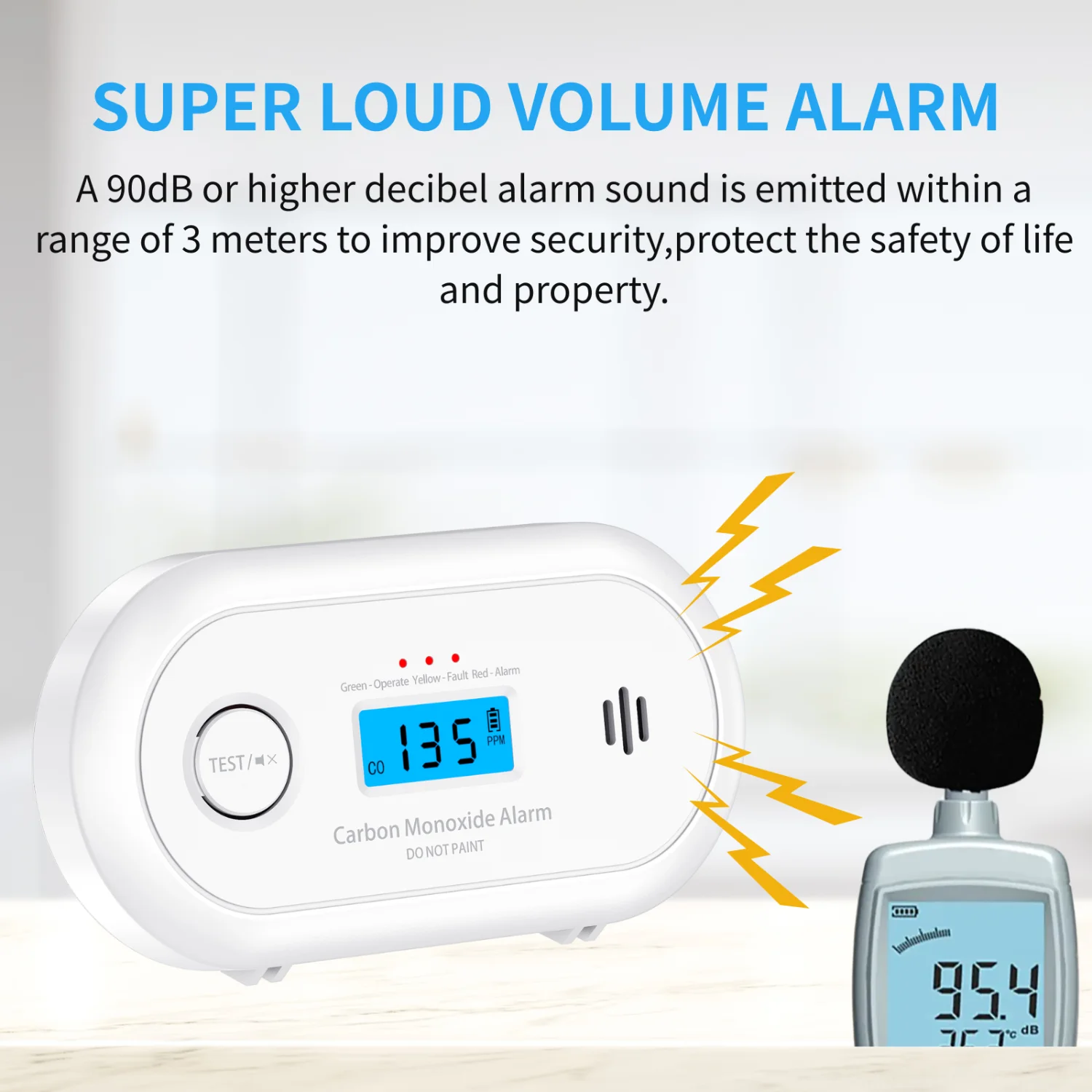 Detector de CO inteligente Wi-Fi V-COME con control de aplicación Tuya, alarma de monóxido de carbono WiFi con batería de litio de larga duración, EN50291/CE