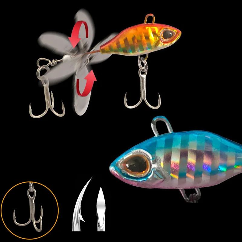 OUTKIT Bắn Lâu Xoay Đuôi VIB Rung Mồi Con Quay Spinner Mồi Câu Ghép Hình Máy Kéo Câu Cá Cứng Mồi Câu Pesca