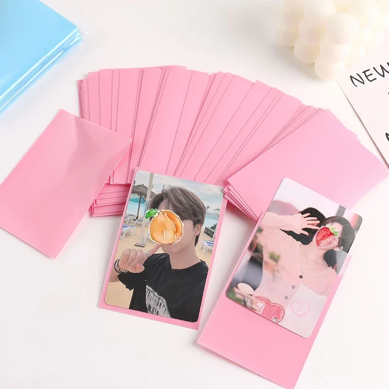 50 개/갑 아이스크림 컬러 카드 가방 Photocard 슬리브 아이돌 사진 카드 보호 보관 가방 PP 서리로 덥은 카드 필름