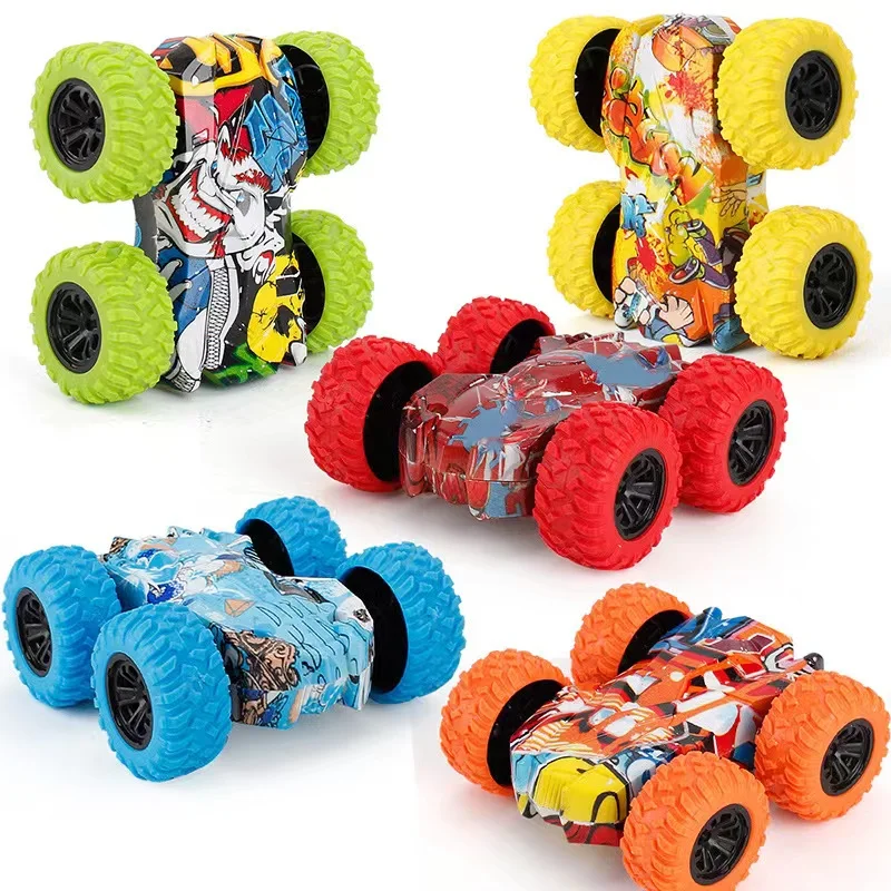 Carro de brinquedo infantil divertido carro de dupla face segurança inercial anti-colisão anti-queda modelo anti-queda infantil veículo off-road deslizante