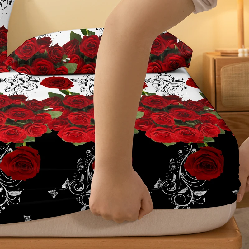 1 lençol simples e moderno com estampa de borboleta e flor de planta fosca, capa de cama impressa para quarto, roupa de cama (excluindo fronhas)