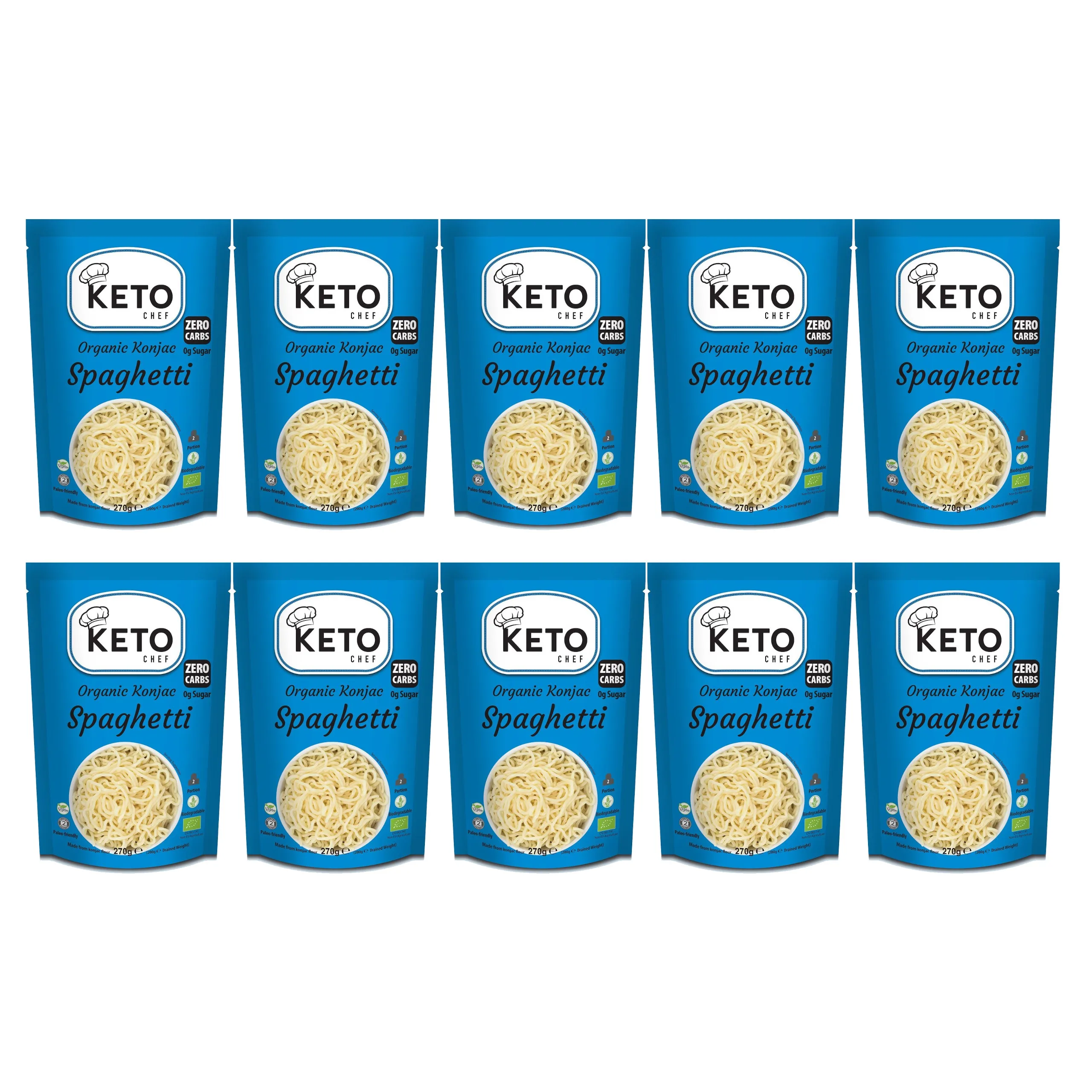 10x MAKARON KETO (KONJAC TYPU NOODLE SPAGHETTI) BEZGLUTENOWY BIO 270 g - KETO CHEF