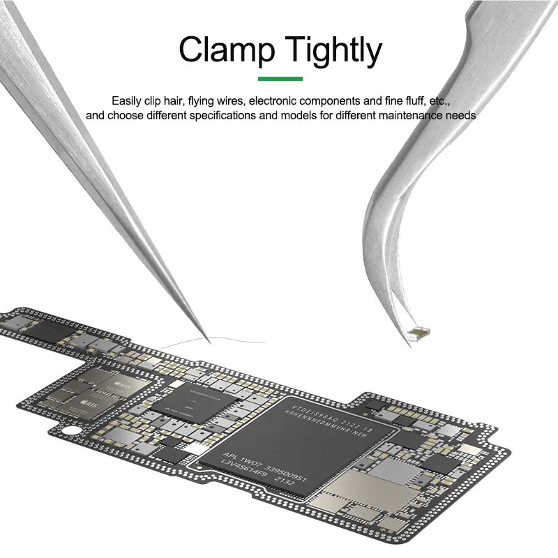 RELIFE TS-11 TS-15 高硬度メンテナンスピンセット帯電防止ストレート湾曲電話 CPU IC 修理クリップハンドツール