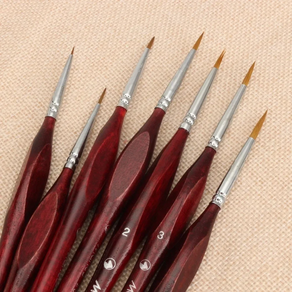 7 ชิ้นชุดแปรงทาสีมืออาชีพ Sable ผมเล็บวาดภาพวาดปากกา