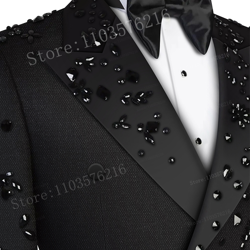 B02 หรูหรา 2 ชิ้นชายชุดอัญมณีตกแต่ง Notched Lapel เจ้าบ่าวงานแต่งงาน Blazer อย่างเป็นทางการ PARTY PROM ชุดสําหรับงานแต่งงานเจ้าบ่าว