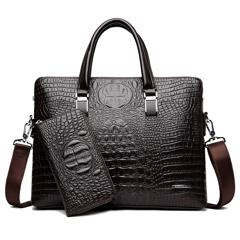 Alligator Aktentasche Tasche für Mann Pu Leder Krokodil Tasche Handtasche Laptop 14 männliche Schulter Business Messenger Umhängetasche