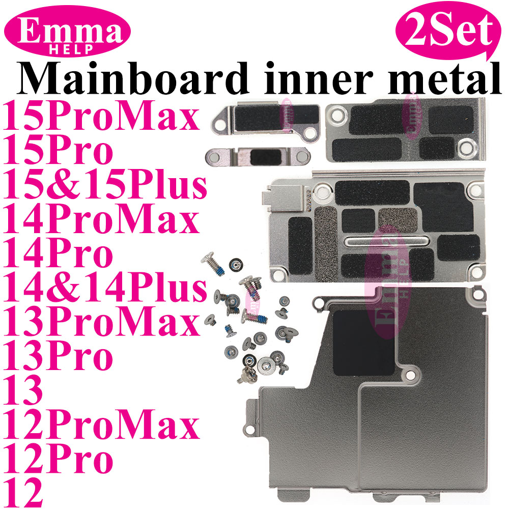 2Set Inner Metal Cover Plate Mainboard inner Iron with Screws For iPhone 13 12 15 Pro Max 14 Plus Bracket Holder Screw Parts