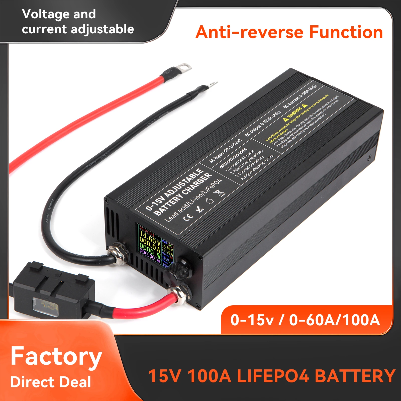 12V Lifepo4 Pin Sạc 30A 40a 60a Cao Cấp Sạc Nhanh Pin Lithium Charger14.6V 12.6V Pin Adapter
