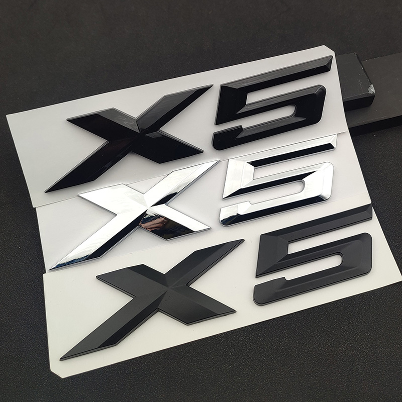 3d abs adesivo preto fosco cromo carta para tronco do carro bmw x5 logotipo x5 letras adesivos emblema emblema e70 e53 f15 g05 acessórios